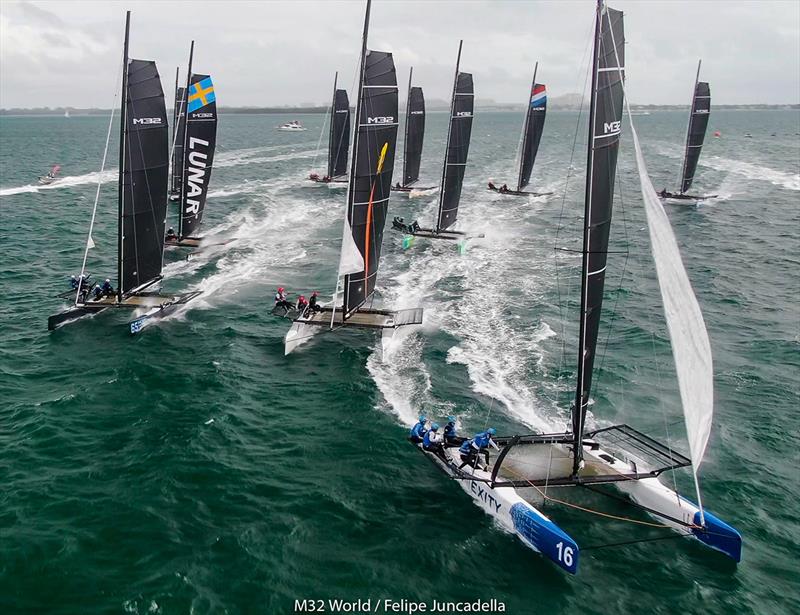 Close fleet at the M32 World Championship in Miami photo copyright m32world / Felipe Juncadella taken at  and featuring the M32 class