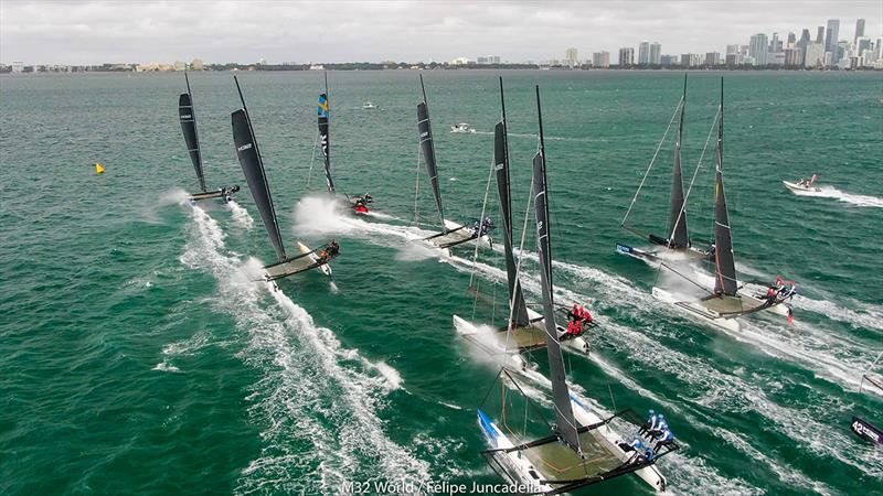 Fleet heading to the Reach Mark at the M32 World Championship in Miami photo copyright m32world / Felipe Juncadella taken at  and featuring the M32 class