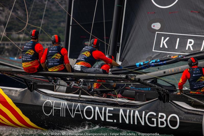 China One Ningbo with skipper PJ Postma Bronze at the Europeans in Riva - M32 European Championships 2022 photo copyright M32World / Felipe Juncadella taken at Fraglia Vela Riva and featuring the M32 class