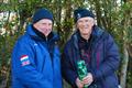 RO Hugh McAdoo (L) presents a prize to Nigel Barrow (R) - Marblehead Brass Monkey and GAMES 13 event at Abbey Meads, Chertsey © Slieve Mcgalliard