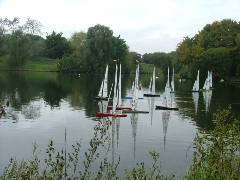 The Marblehead fleet gather on Charnwood Water photo copyright Graham Allen taken at Leicestershire Radio Yacht Club and featuring the Marblehead class