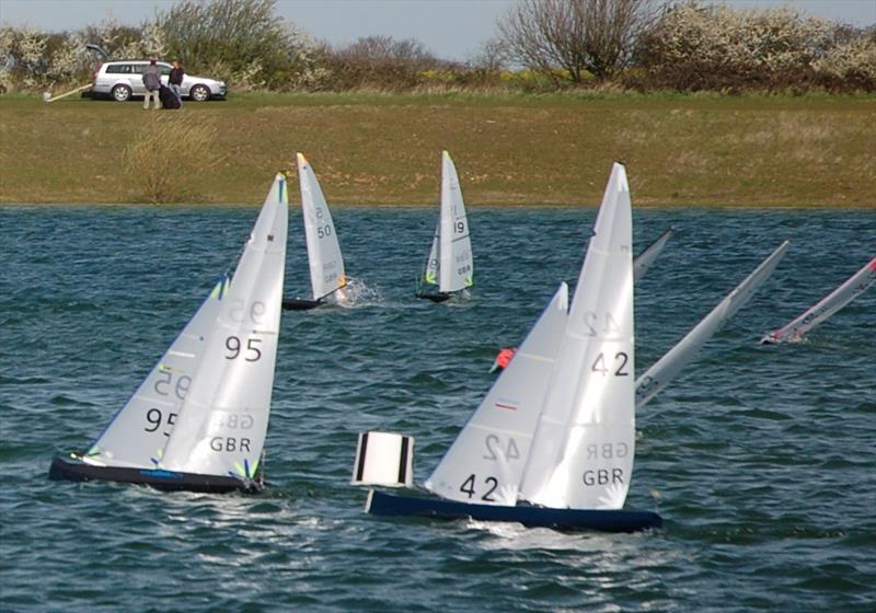Graham Bantock 95 leads Brad Gibson 42 round the windward mark at the Marblehead ranking event in Chelmsford photo copyright Roger Stollery taken at Chelmsford Radio Yacht Club and featuring the Marblehead class