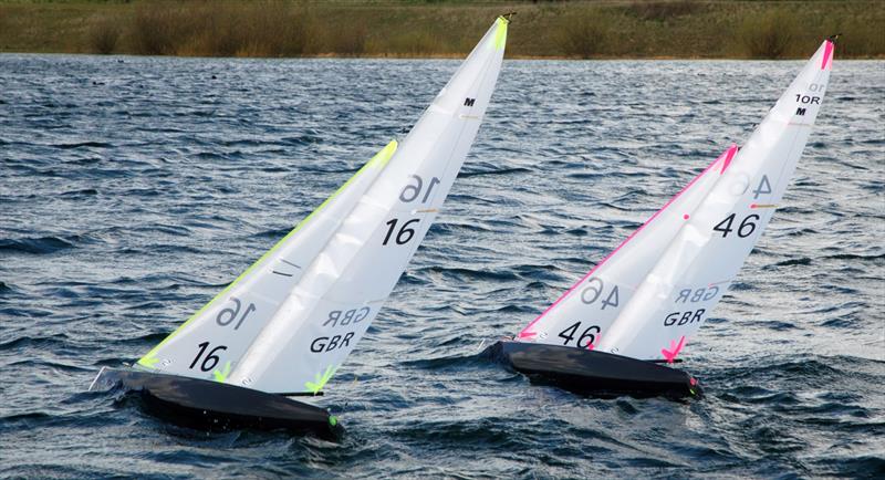 Hugh McAdoo 16 and Austin Guerrier 46 with good windward trim at the Marblehead ranking event in Chelmsford photo copyright Roger Stollery taken at Chelmsford Radio Yacht Club and featuring the Marblehead class