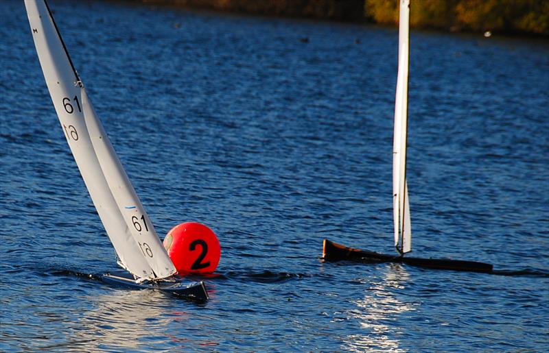 Roger Stollery 17 chasing Colin are 61 at the last mark during the 2018 Stan Cleal Trophy photo copyright John Male taken at Three Rivers Radio Yachting Club and featuring the Marblehead class