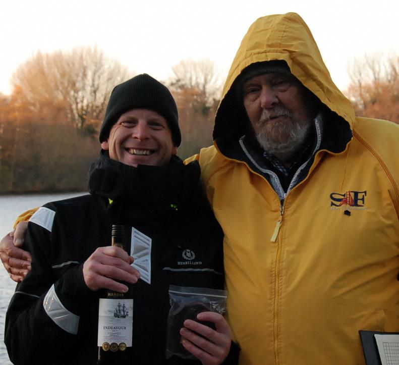 Colin receiving his prize from Peter Popham during the 2018 Stan Cleal Trophy photo copyright John Male taken at Three Rivers Radio Yachting Club and featuring the Marblehead class