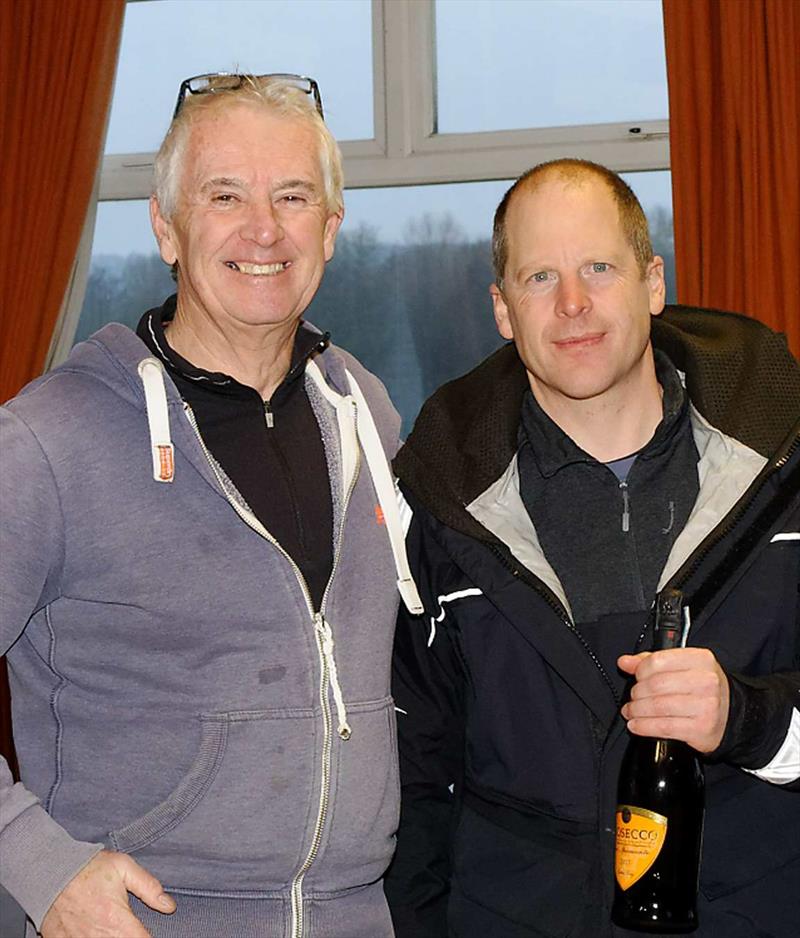 David Allinson, the Race Officer, presents Colin Goodman, winner of the Marblehead Games 1 Open at Chipstead, with a bottle of prosecco photo copyright John Caryuana taken at Chipstead Sailing Club and featuring the Marblehead class