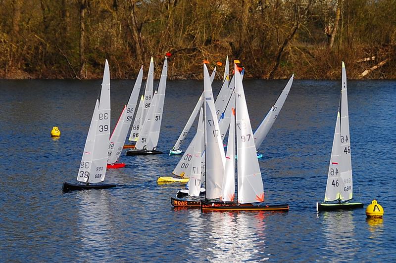Port tackers were unable to clear the starboard boats during the 40th Mermaid Trophy  photo copyright Roger Stollery taken at Guildford Model Yacht Club and featuring the Marblehead class