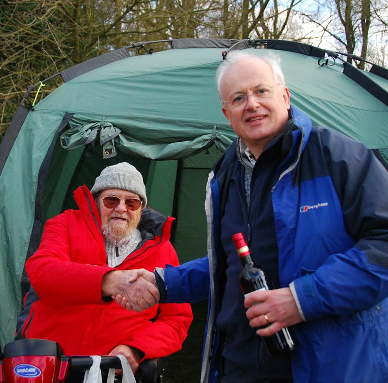 Most improved in 2020 so far, David Adam takes the runner-up prize from Race Officer, Peter Popham during the GAMES 3 Marblehead event at 3 Rivers RYC - photo © Keith Allen