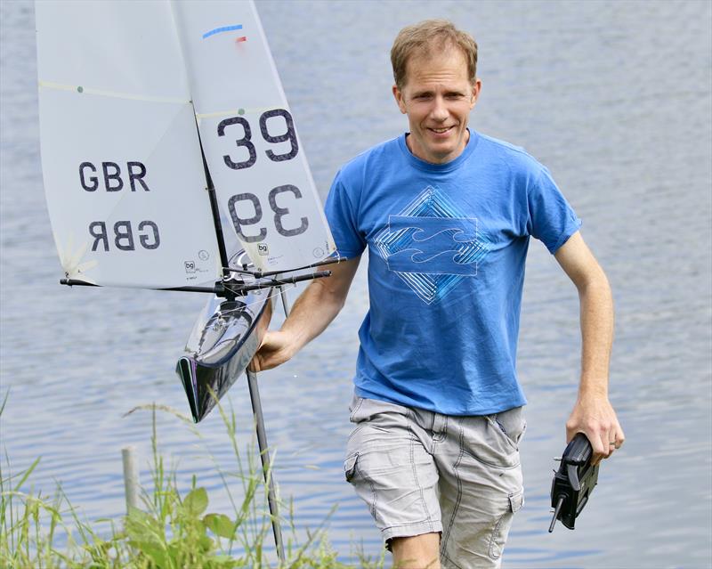 Peter Stollery pleased with another win with his UPFRONT 39 during the Marblehead Mermaid Trophy photo copyright Gillian Pearson taken at Guildford Model Yacht Club and featuring the Marblehead class