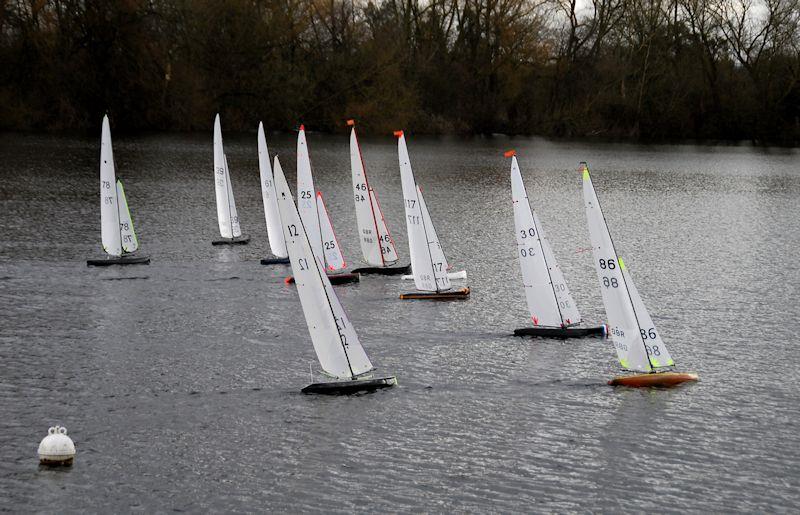 The whole fleet powering to windward - Marblehead Mermaid Trophy at Guildford photo copyright Roger Stollery taken at Guildford Model Yacht Club and featuring the Marblehead class