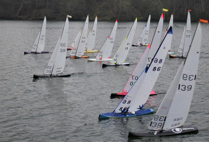 The fleet with Peter Crisp 57 getting the best start during the GAMES 1 Marblehead Open at Chipstead photo copyright Stuart Ord-Hume taken at Chipstead Sailing Club and featuring the Marblehead class