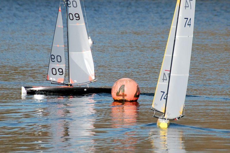 GAMES 2 Marblehead Open at Three Rivers - John 09 and David 74 at the leeward mark photo copyright John Male taken at Three Rivers Radio Yachting Club and featuring the Marblehead class