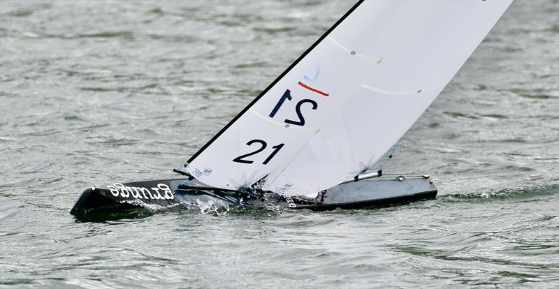 Chris Harris GRUNGE going well in the stronger winds during the M&S District Marblehead Championship at Guildford photo copyright Gillian Pearson taken at Guildford Model Yacht Club and featuring the Marblehead class