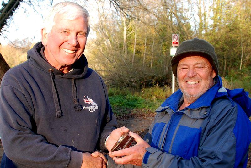 MYA chairman, Phil Holliday, receiving the trophy from Maurice Cleal - Stan Cleal Trophy contested at GAMES 12 Marblehead Open at Three Rivers - photo © John Male