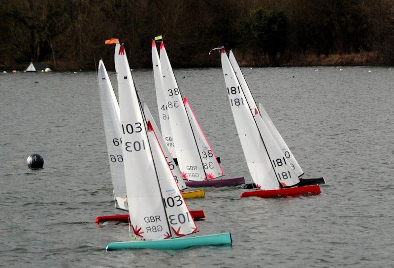 Dick Grainge 181 & Graham Hetem 60 are leading up the beat - M&S District Marblehead Championship and GAMES event at Three Rivers photo copyright Gillian Pearson taken at Three Rivers Radio Yachting Club and featuring the Marblehead class