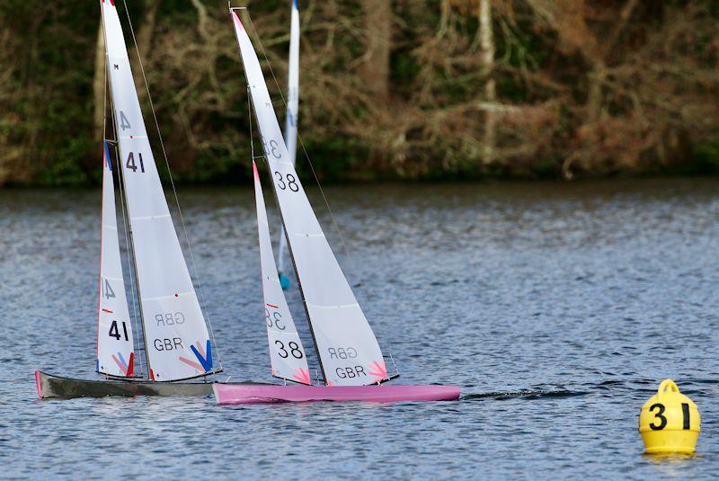 Second-placed Rob Vice's UP (41) in a match with third-placed Paul Tickner's GRUNGE (38) - GAMES 3 Marblehead event at Frensham photo copyright Gillian Pearson taken at Frensham Pond Sailing Club and featuring the Marblehead class