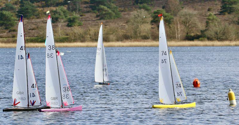 David Cole's winning GRUNGE (74) leading Paul (38) & Rob (41) following Roger (117) round the spreader mark - GAMES 3 Marblehead event at Frensham photo copyright Gillian Pearson taken at Frensham Pond Sailing Club and featuring the Marblehead class