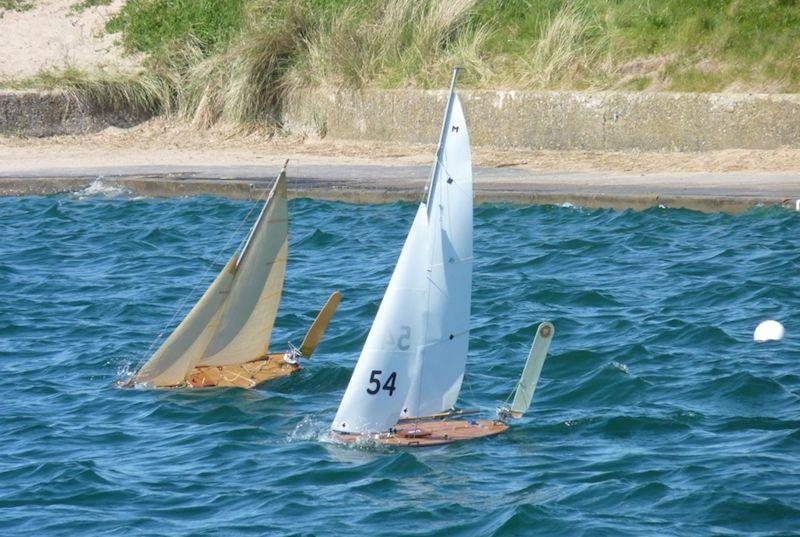 Vintage Marbleheads ploughing through the chop (after the DF95 Global Championship at Fleetwood) photo copyright Sue Brown taken at Fleetwood Model Yacht Club and featuring the Marblehead class