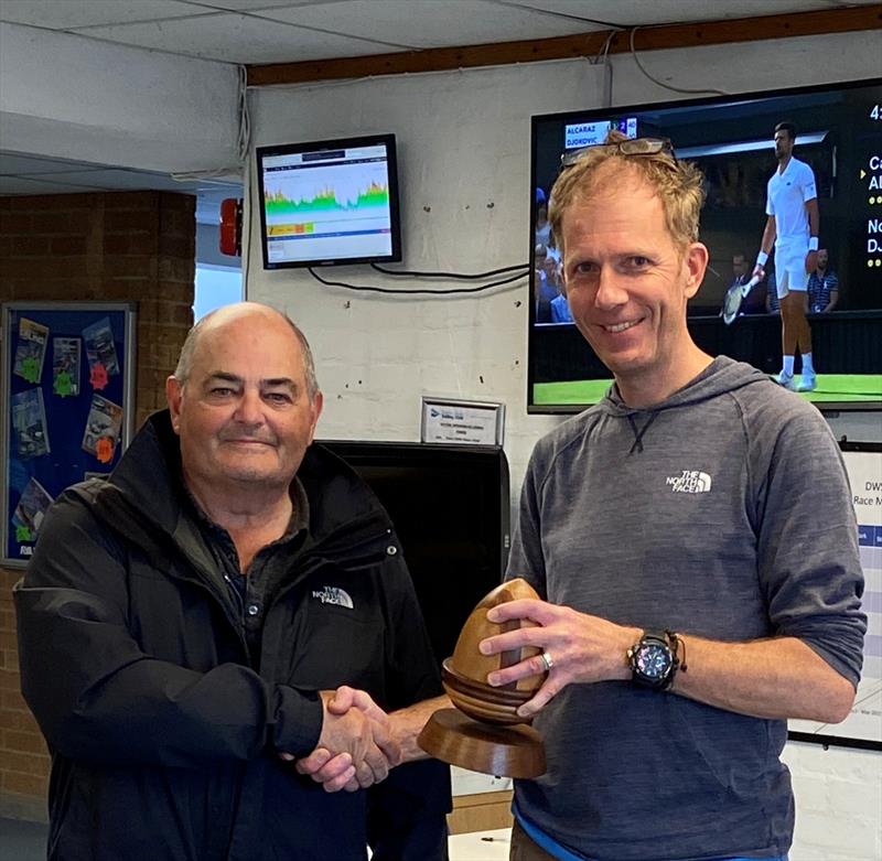 Austin Guerrier receiving the Acorn Trophy from the RO Peter Stollery during MYA Marblehead Ranking 3 & 4 at Datchet Water  - photo © Tracey Ballington