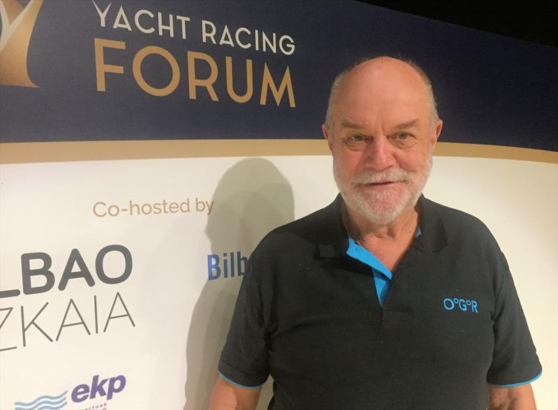 The ever enthusiastic Don McIntyre of the Ocean Globe Race at the Yacht Racing Forum 2019 photo copyright Keith Lovett taken at  and featuring the Marine Industry class