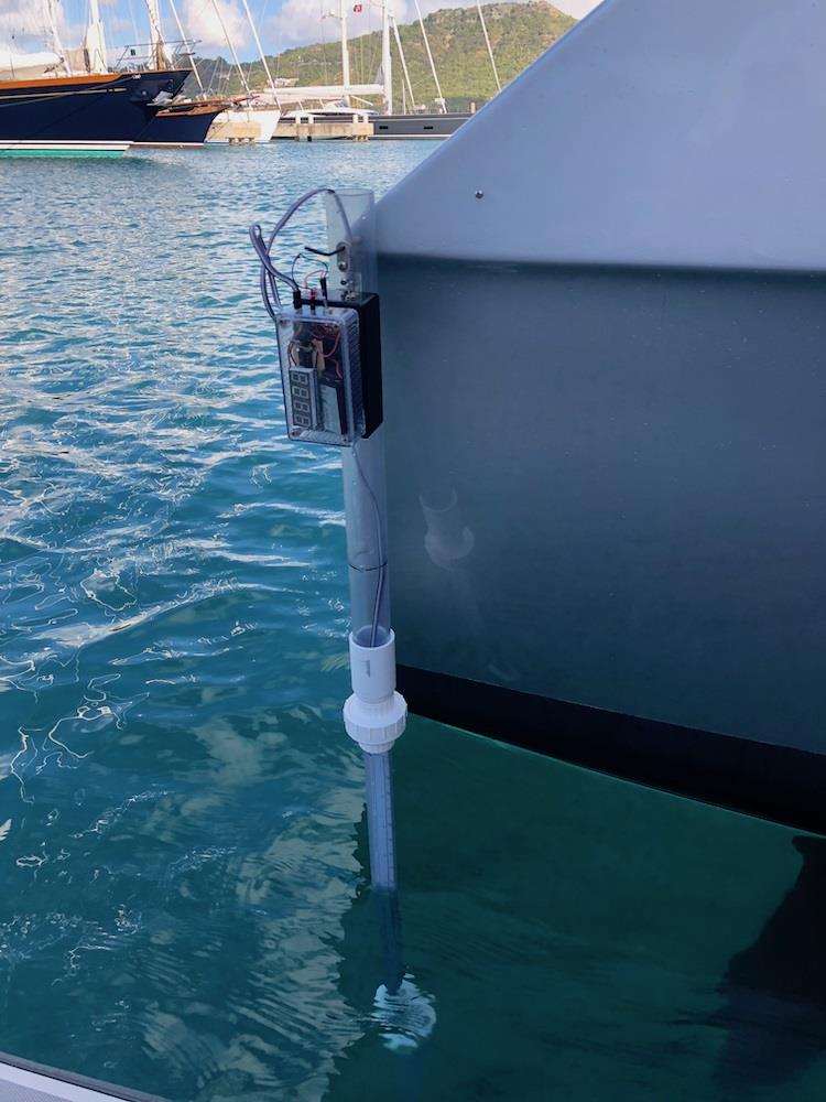 This clever Archimedes device helps determine multihull displacement and trim, essential inputs to the new VPP system photo copyright Larry Rosenfeld taken at  and featuring the Marine Industry class