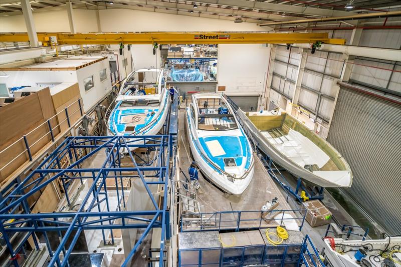 Boats in build at the Fairline Yachts factory in Oundle, Northamptonshire photo copyright Beki Sharman taken at  and featuring the Marine Industry class