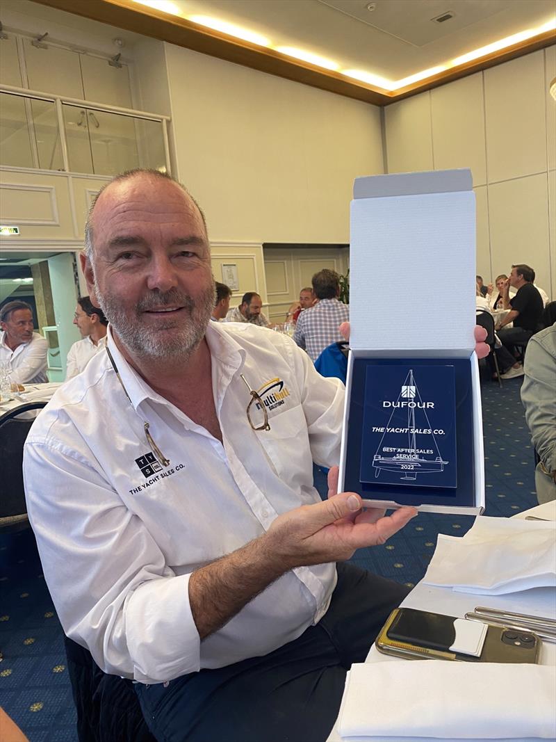 The Yacht Sales Co's Bob Vinks collects the Dufour Yachts dealer award in France for Best After-Sales Service photo copyright Yacht Sales Co taken at  and featuring the Marine Industry class