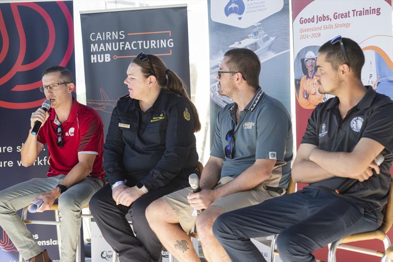 Pathways to a maritime career panel (L to R) TAFE Queensland | Richard Galeano, Australian Border Force | Sally McAuliffe (Commander, Marine Deployments & Support), GBRMP | Callum Teale-Browne (Senior Ranger), TCS Shipwrights | Levi Colefax-Simmons - photo © AIMEX