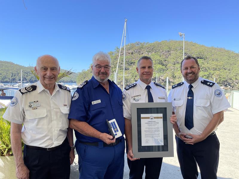 (l-r) Greater Sydney Regional Director Peter Steigrad - Chris Gillett ESM - Commissioner Alex Barrell - Central Zone Commander Dan Duemmer - photo © Marine Rescue NSW