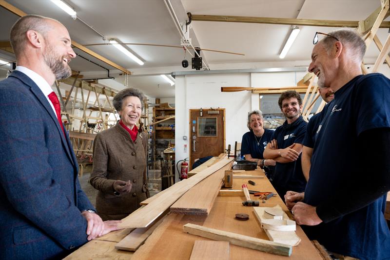 HRH The Princess Royal was given a tour of the Boat Building Academy in Lyme Regis by Director Will Reed (left) and met past and present students - photo © Philippa Gedge Photography