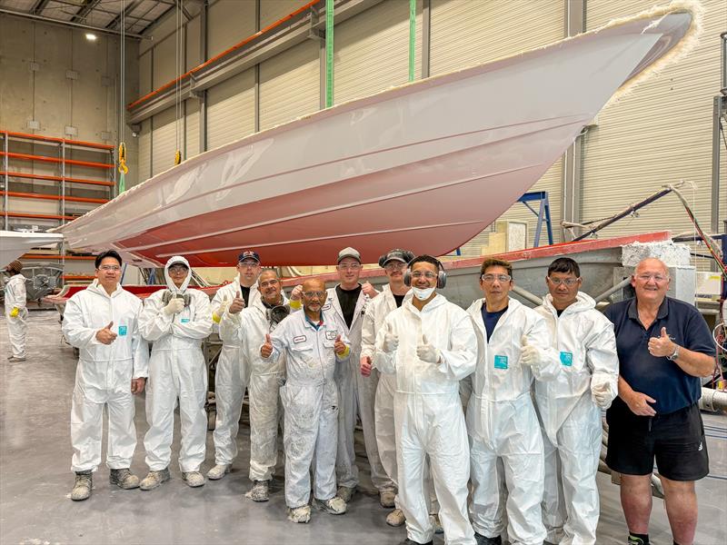 First 380 Wide Body Protector laminate completed in-house - photo © Rayglass Boats