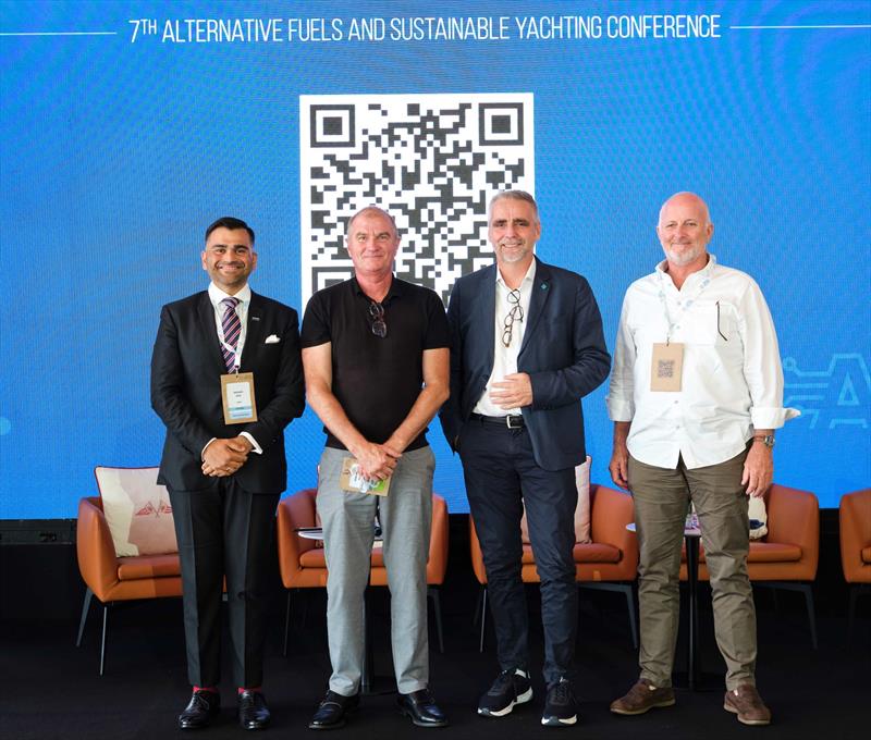 Aakash Dua, Business Development Director West Europe, DNV;  Jean-Michel Ruggieri, Director, IRESNE Institute, CEA; Engel-Jan de Boer, Global Yacht Segment Manager, Lloyd's Register; and Derek Munro, Director, Yacht Consultancy Ltd photo copyright Lloyd’s Register taken at Yacht Club de Monaco and featuring the Marine Industry class
