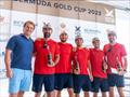 Bermuda Gold Cup 2023: Ambrose Gosling presenting second place to Stars Stripes USA (left to right Mike Buckley, Ian Liberty, Erik Shampain, Robby Bisi, Taylor Canfield/Skipper) © Ian Roman / WMRT