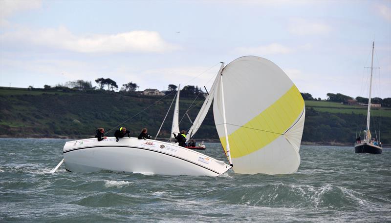 The Swedish team of Caroline Sylvan, Therese Wolgast, Louise Kruuse af Verchou, My Karlsten broaching on day 1 of the ISAF Women's Match Racing Worlds in Cork photo copyright Michael Mac Sweeney / Provision taken at Royal Cork Yacht Club and featuring the Match Racing class