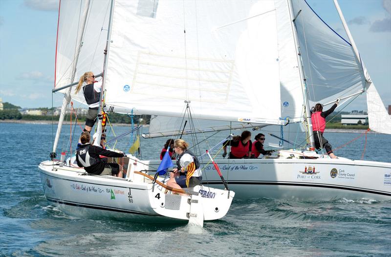 Racing on day 2 of the ISAF Women's Match Racing Worlds in Cork photo copyright Michael Mac Sweeney / Provision taken at Royal Cork Yacht Club and featuring the Match Racing class