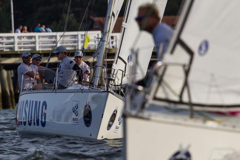 Ian Williams drops his penalty and comes in to take the win from Bjorn Hansen on day 2 of Sopot Match Race - photo © Robert Hajduk / AWMRT