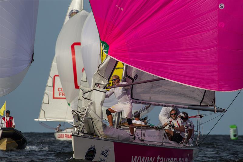 A very unlucky day for Bjorn Hansen and his team on day 2 of Sopot Match Race photo copyright Robert Hajduk / AWMRT taken at  and featuring the Match Racing class