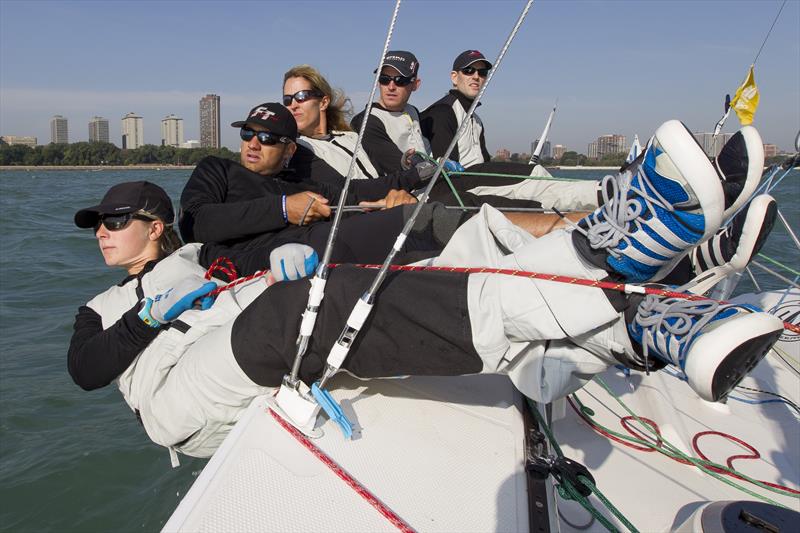 Don Wilson (USA) Chicago Match Race Center in repechage racing on day 3 of the Chicago Match Cup photo copyright Ian Roman / AWMRT taken at Chicago Match Race Center and featuring the Match Racing class