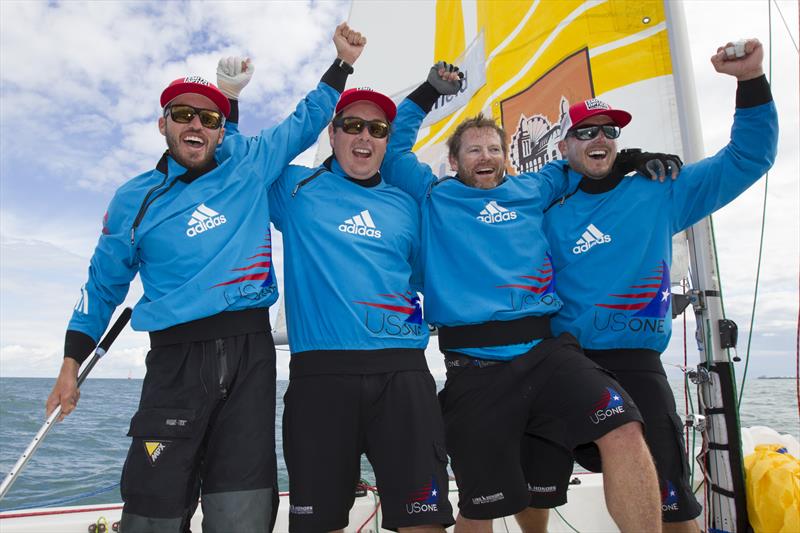 Taylor Canfield's Team US One win the Chicago Match Cup photo copyright Ian Roman / AWMRT taken at Chicago Match Race Center and featuring the Match Racing class