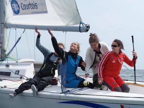 Pauline Courtois & French women's team at the ISAF Nations Cup European Finals at Howth photo copyright John Deane taken at Howth Yacht Club and featuring the Match Racing class
