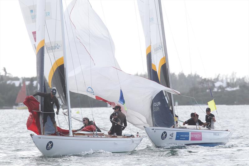 Swinton vs Barker in the repechage round at the Argo Group Gold Cup photo copyright Robert Hajduk / WMRT taken at Royal Bermuda Yacht Club and featuring the Match Racing class