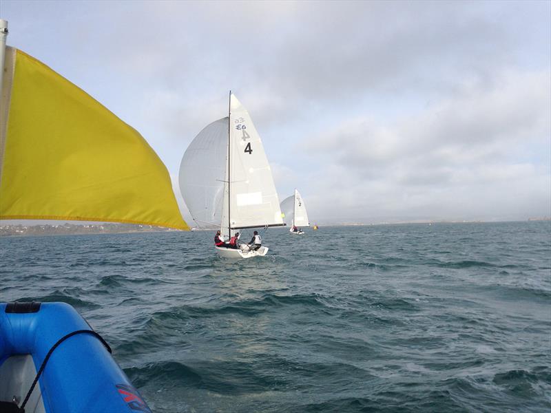 : Claire Lasko and Team, Lasko leading Tom Low during RYA Winter Match Racing Round 1 photo copyright Jack Fenwick / RYA taken at Weymouth & Portland Sailing Academy and featuring the Match Racing class