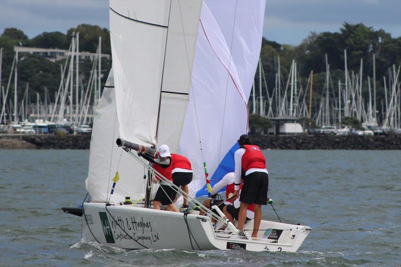 Takahashi's Pacific Racing Team on day 3 of the 2018 Nespresso Youth International Match Racing Cup photo copyright Andrew Delves taken at Royal New Zealand Yacht Squadron and featuring the Match Racing class