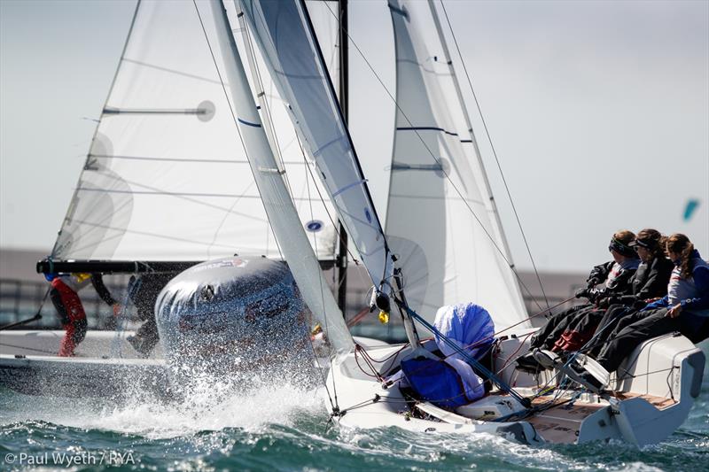 2018 Marlow Ropes Women's Match Racing Championship photo copyright Paul Wyeth / RYA taken at Weymouth & Portland Sailing Academy and featuring the Match Racing class