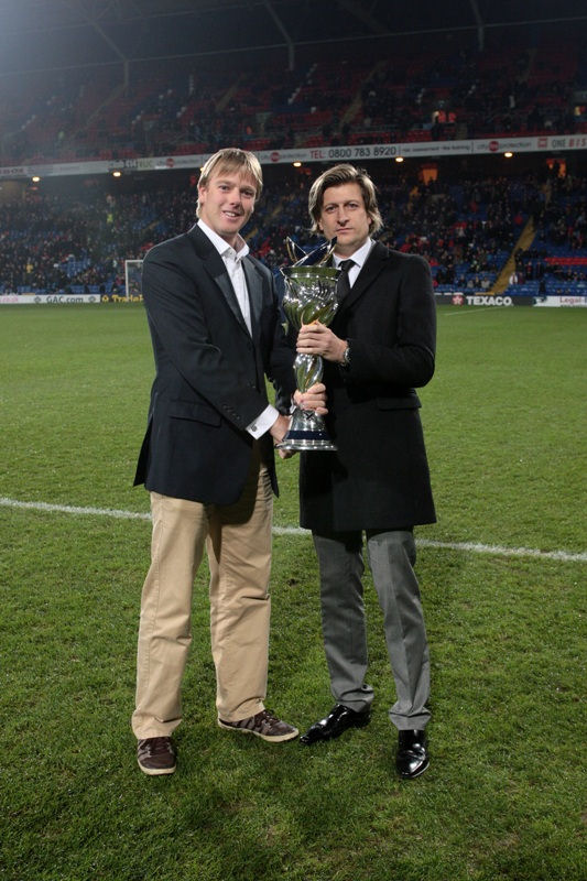 Team GAC Pindar skipper Ian Williams with Crystal Palace chairman Steve Parish photo copyright Team GAC Pindar taken at  and featuring the Match Racing class