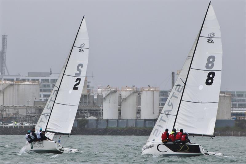 2018 Nespresso Youth International Match Racing Cup - Day 1 - Stevenson leads Takahasi photo copyright Andrew Delves taken at Royal New Zealand Yacht Squadron and featuring the Match Racing class