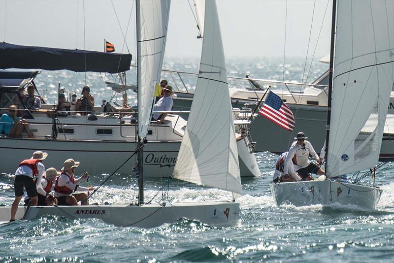 Price (l) and Killian (r) pre-start in 2016 Governor's Cup, both back in 2018 seeking their 2nd win photo copyright Tom Walker taken at Balboa Yacht Club and featuring the Match Racing class