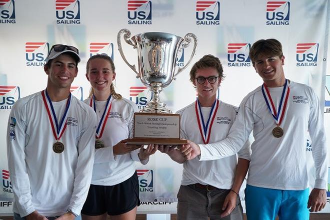 From left: Bram Brakman, Ashton Borcherding, Wiley Rogers, and Jack Parkin - 2018 U.S. Youth Match Racing Championship photo copyright Francis George / Oakclif taken at Seawanhaka Corinthian Yacht Club and featuring the Match Racing class