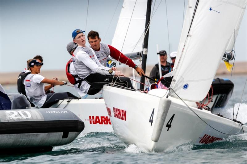 Action from the 2018 Harken Youth Match Racing Championships - photo © Paul Wyeth