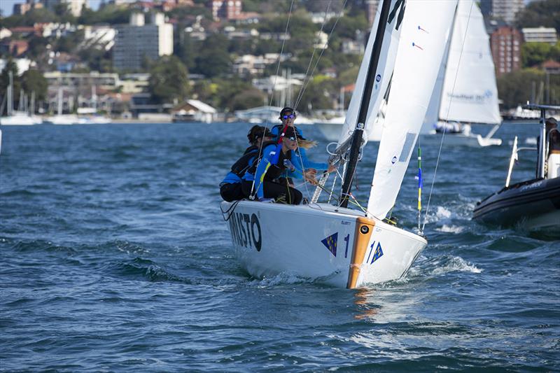Celia Willison and her team from Royal New Zealand Yacht Squadron in action during Day 1 of the Australian Women's Match Racing Championship. - photo © Hamish Hardy (CYCA Media Team)